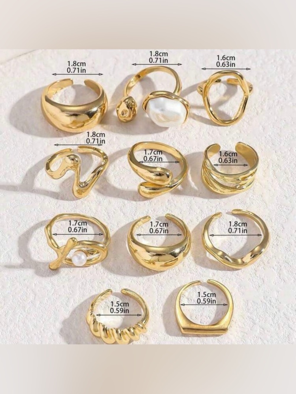 Kohl's Gold Pearl Stackable Sculpted Rings Set - Picture 4 of 4
